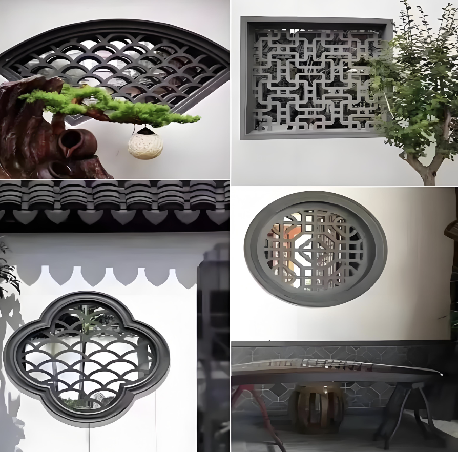 Antique Chinese Courtyard Aluminum Window Grille