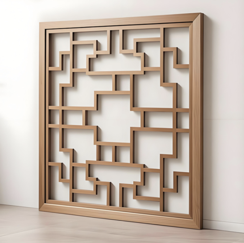 Vintage Chinese Carved Aluminum Window Grille