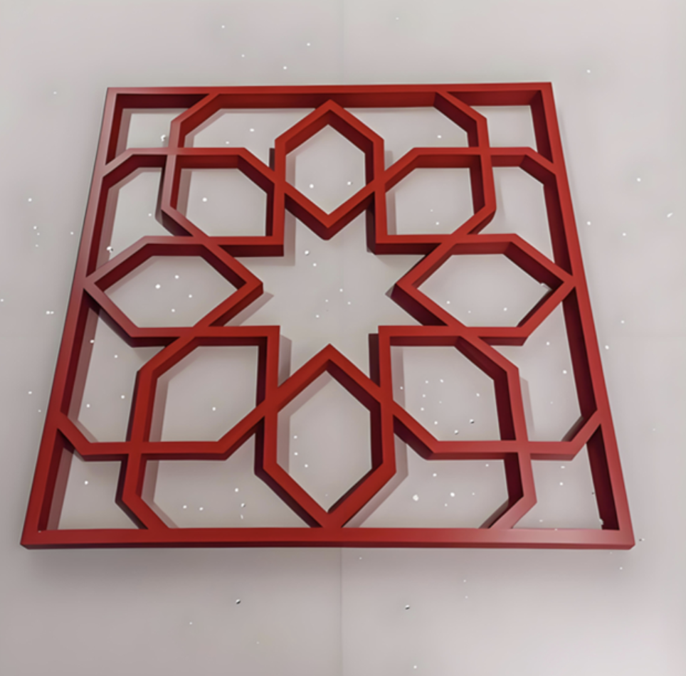 Vintage Chinese Carved Aluminum Window Grille